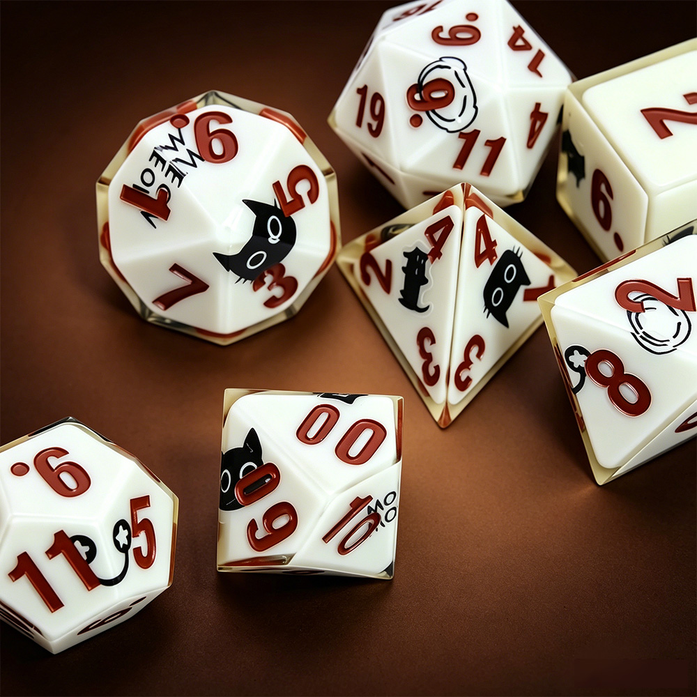 7pcs Magic Academy Cat Polyhed - Party Games Night recension och pris