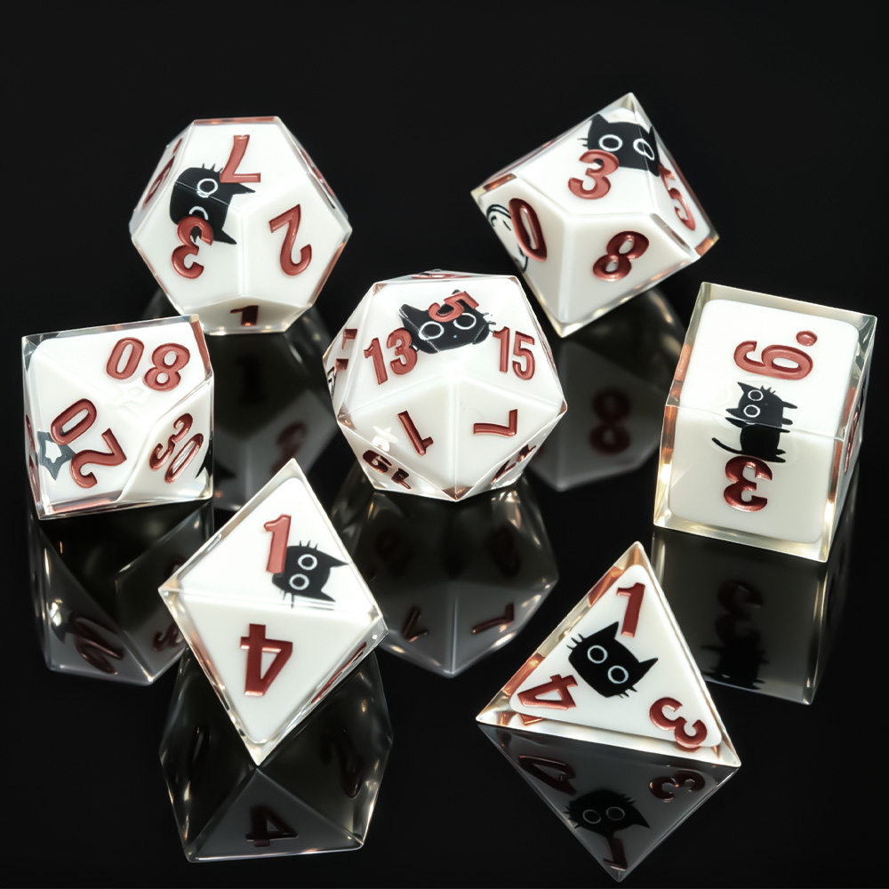 7pcs Magic Academy Cat Polyhed - Party Games Night recension och pris