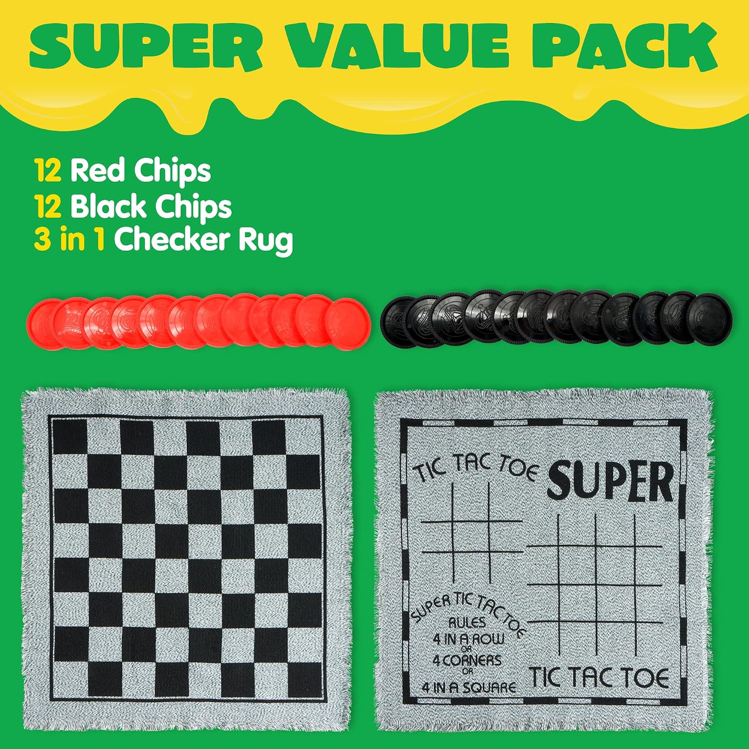 3-in-1 Vintage Giant Checkers, - Tic Tac Toe Giant recension och pris